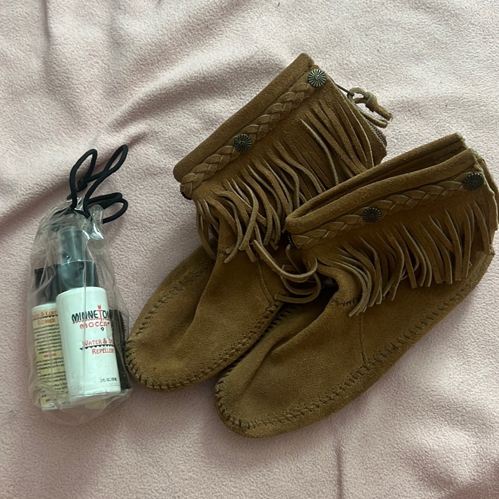 Minnetonka Moccasins and maintenance kit